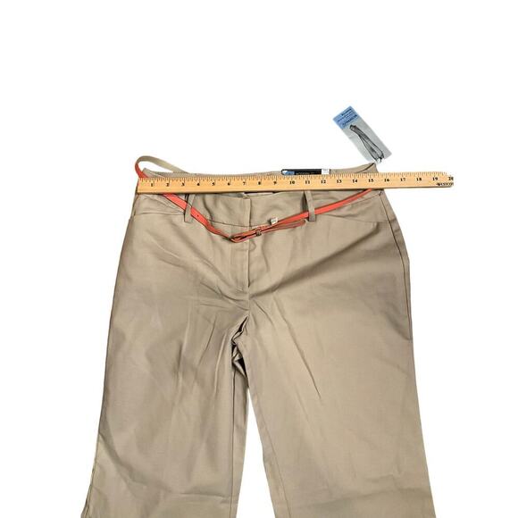 Apt. 9 Modern Fit Khaki Trouser Pants Flat Front Belted Tan Womens Size 8 NEW - Picture 5 of 7